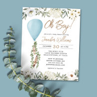 Budget Oh Boy Blue Balloon Baby Shower Invitation