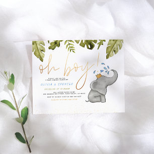 Budget Oh Boy! Elephant & Leaves Cute Baby Shower
