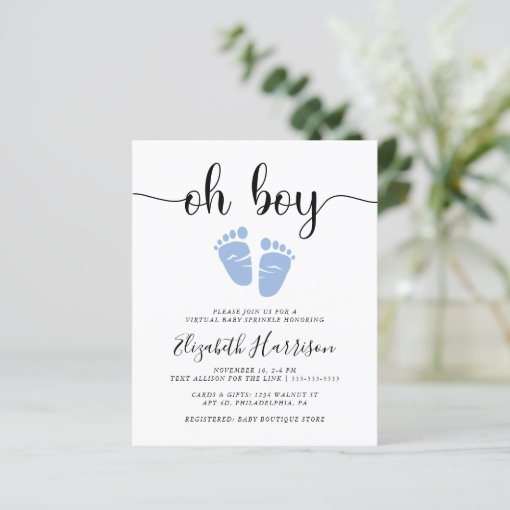 Budget Oh Boy Virtual Baby Sprinkle Invitation Zazzle