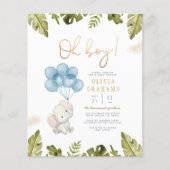 Budget Oh Boy Watercolor Elephant Baby Shower (Front)