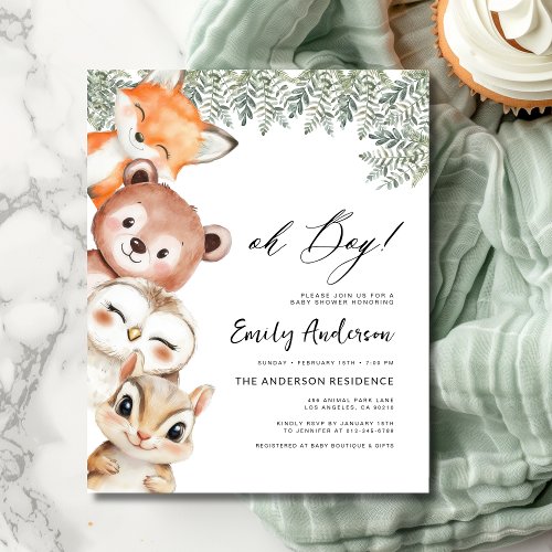Woodland Brown baby shower invitation