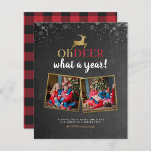 Budget Oh Deer Tartan Chalkboard 2 Photo Holiday