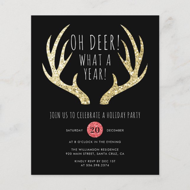 Budget Oh Deer What A Year Christmas Party (Front)
