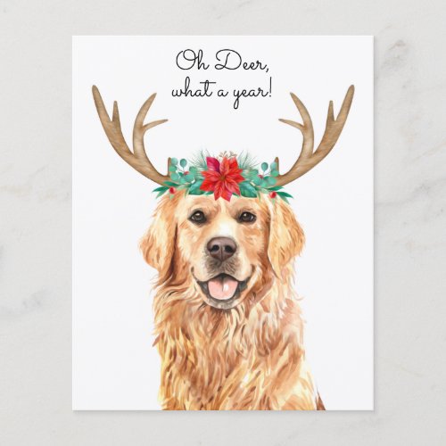 Budget Oh Deer What A Year Funny Dog Holiday Card
