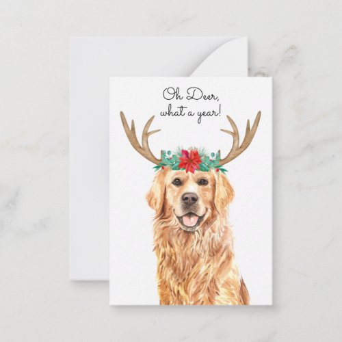 Budget Oh Deer What A Year Funny Dog Holiday Note Card