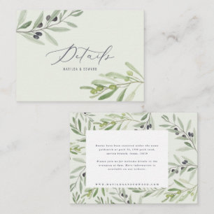 budget olive branch foliage wedding details  note  card