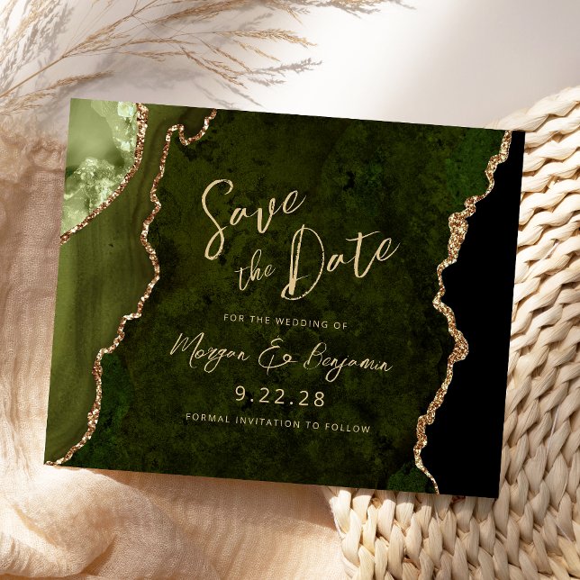 Budget Olive Green Agate Wedding Save the Date (Creator Uploaded)