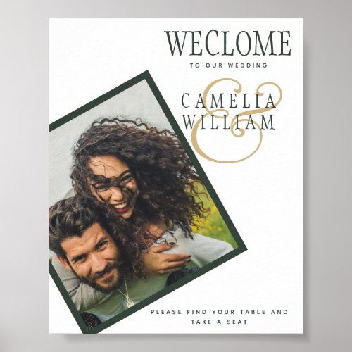 BUDGET Olive Green Gold Wedding PHOTO Welcome SIGN