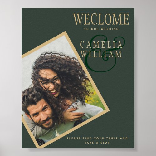 BUDGET Olive Green Gold Wedding PHOTO Welcome SIGN