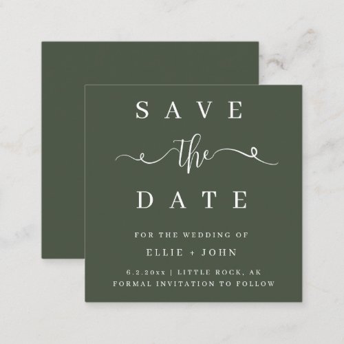 BUDGET Olive Green Wedding Save the Date Card