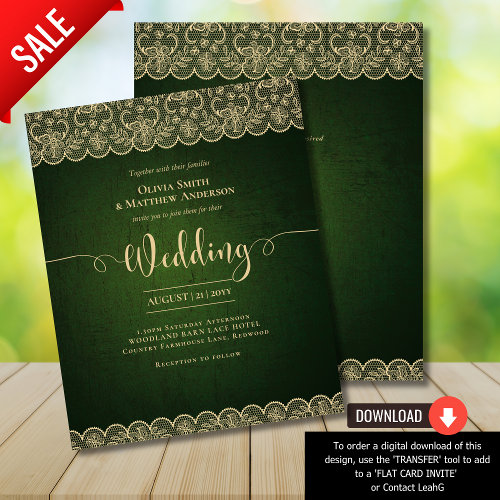 BUDGET Olive Moss Green Gold Lace Rustic Wedding