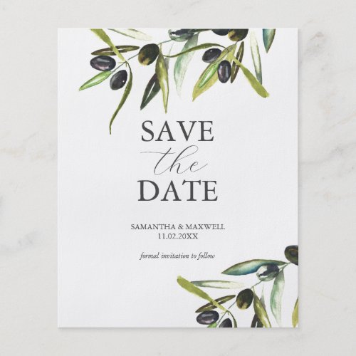 Budget Olive Sage Green Weddings Save The Date Flyer