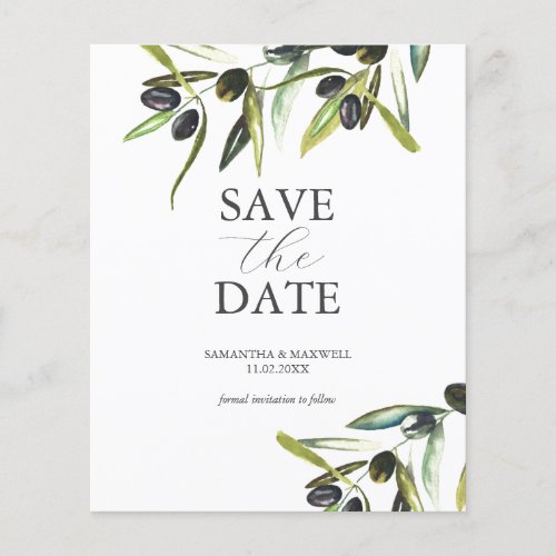 Budget Olive Sage Green Weddings Save The Date Flyer