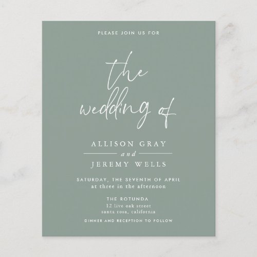 Budget Olive Wedding Invitation