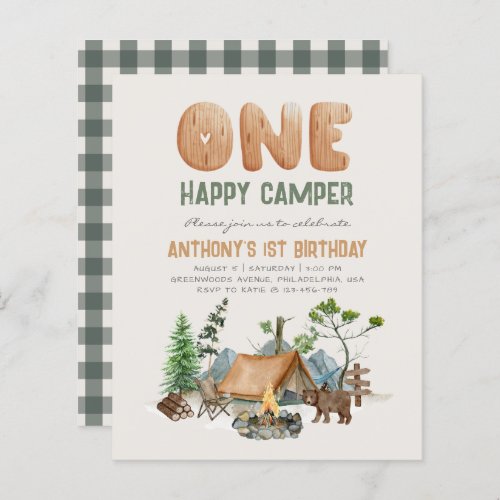 Budget One Happy Camper Flannel 1st Birthday 