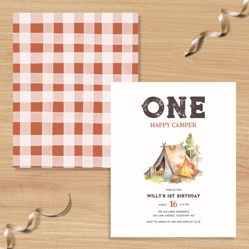 Budget One Happy Camper Woodland 1st Birthday Flyer