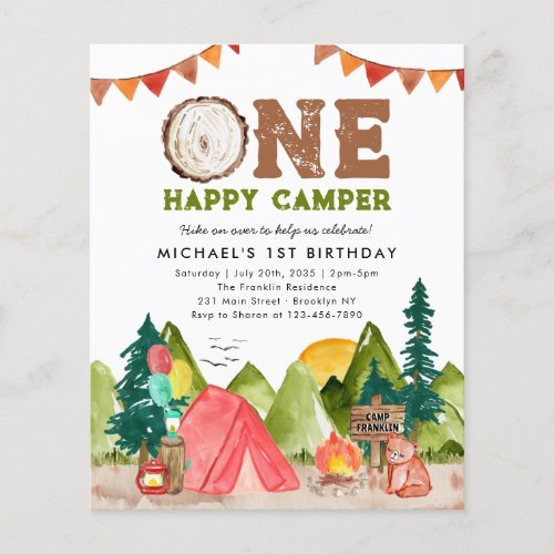 Budget One Happy Camper Woodland Bear 1st Birthday