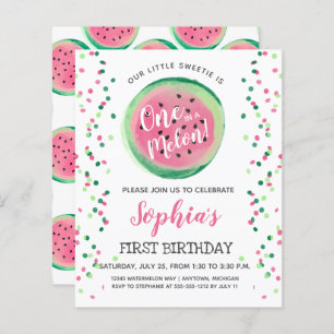 Budget One in a Melon 1st Birthday Invitation