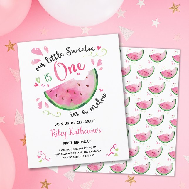Budget One in a Melon 1st Birthday Invitation (Creator Uploaded)
