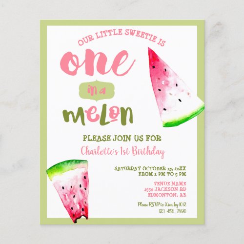  Budget One in a Melon 1st Birthday Pink Green