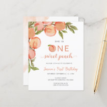 Budget One Sweet Peach First Birthday Invitation