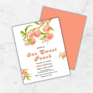 Budget One Sweet Peach Fruit 1st Birthday Invite