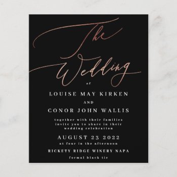Budget Onyx The Wedding Rose Gold Details Back Flyer by PhrosneRasDesign at Zazzle