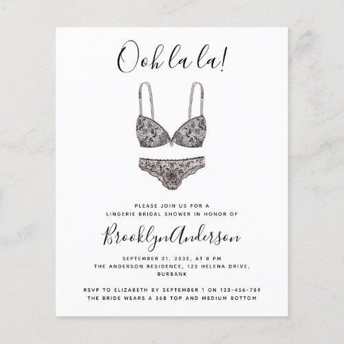 BUDGET Ooh La La Lingerie Shower Invitation