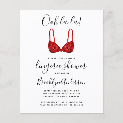 BUDGET Ooh La La Lingerie Shower Invitation