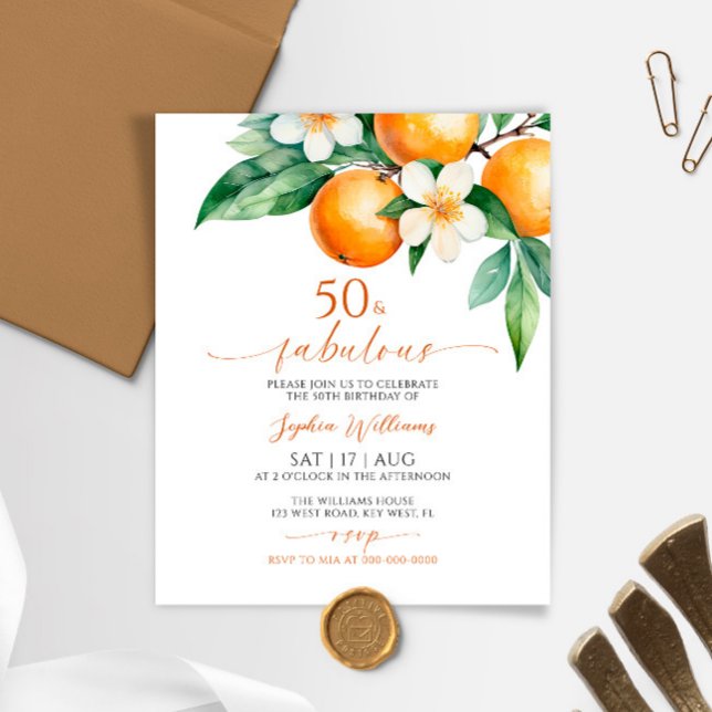 Budget Orange 50 & Fabulous Birthday Invitation (Creator Uploaded)