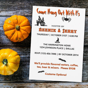 Budget Orange & Black Halloween Party Invitation