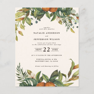 budget Orange citrus floral wedding save the date