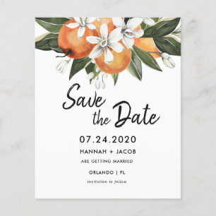 Budget Orange Citrus Greenery Save The Dates Cards