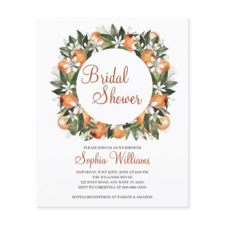 Budget Orange Floral Bridal Shower Invitation