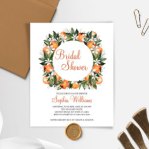 Budget Orange Floral Bridal Shower Invitation