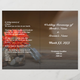 Budget Orange Flower in Mason Jar Wedding Program Flyer