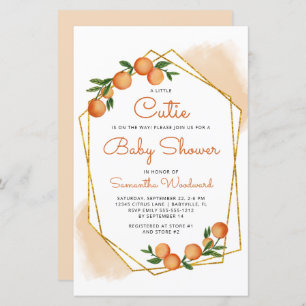 Budget Orange Little Cutie Baby Shower Invite