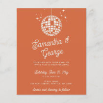 Budget Orange Photo Disco Wedding Invitation
