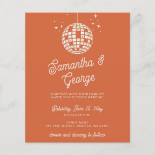 Budget Orange Photo Disco Wedding Invitation