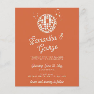 Budget Orange Photo Disco Wedding Invitation