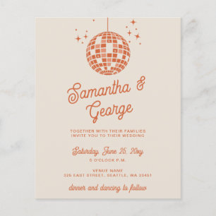 Budget Orange Photo Disco Wedding Invitation