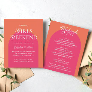 Budget Orange Pink Arch Girls Weekend Bachelorette
