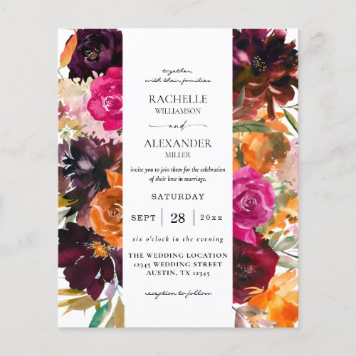 Budget Orange Pink Purple Fall Floral 1 Weding Flyer