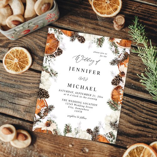 Budget Orange  White Floral Rustic Wedding Flyer