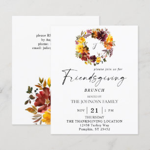Budget Orange & Yellow Floral Friendsgiving Wreath