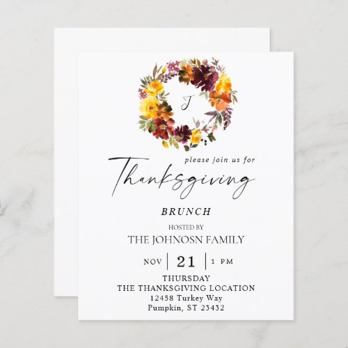 Budget Orange  Yellow Floral Thanksgiving Wreath