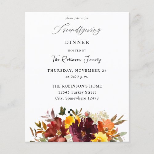 Budget Orange  Yellow Gold Floral Friendsgiving Flyer