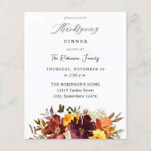 Budget Orange & Yellow Gold Floral Thanksgiving Flyer