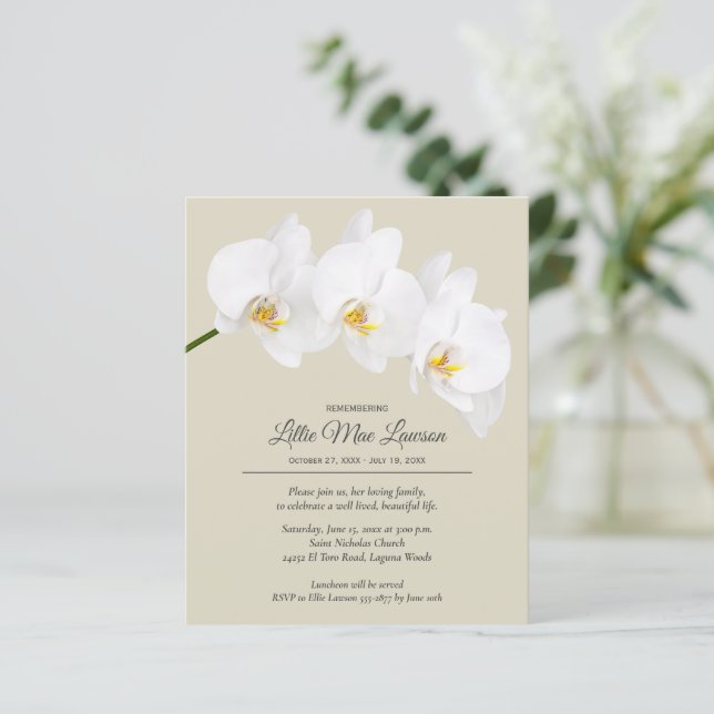 Budget Orchid Floral Remembrance Invitation (Standing Front)