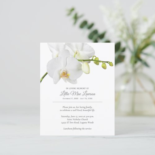 Budget Orchid Funeral Memorial Celebration Invite